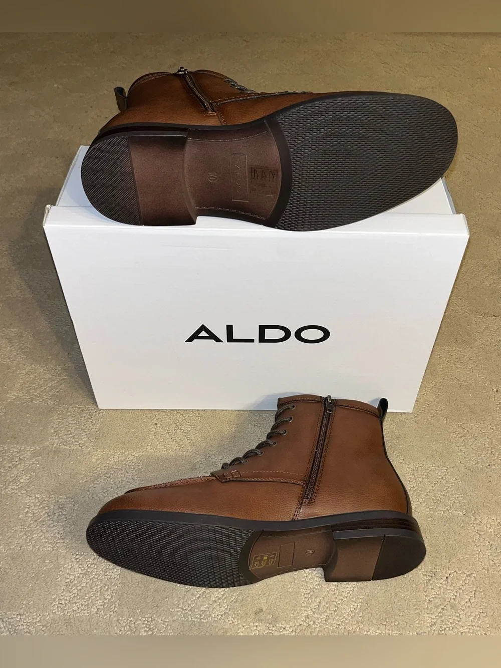 Aldo Knighton Lace Up Boots Tan Almost Brown Men’s Size 10